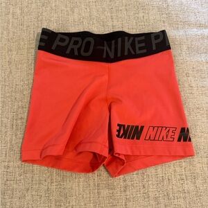Nike Women's Coral-Red Pro Compression Bike Shorts